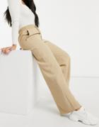 River Island Wide Leg Casual Pants In Camel-brown