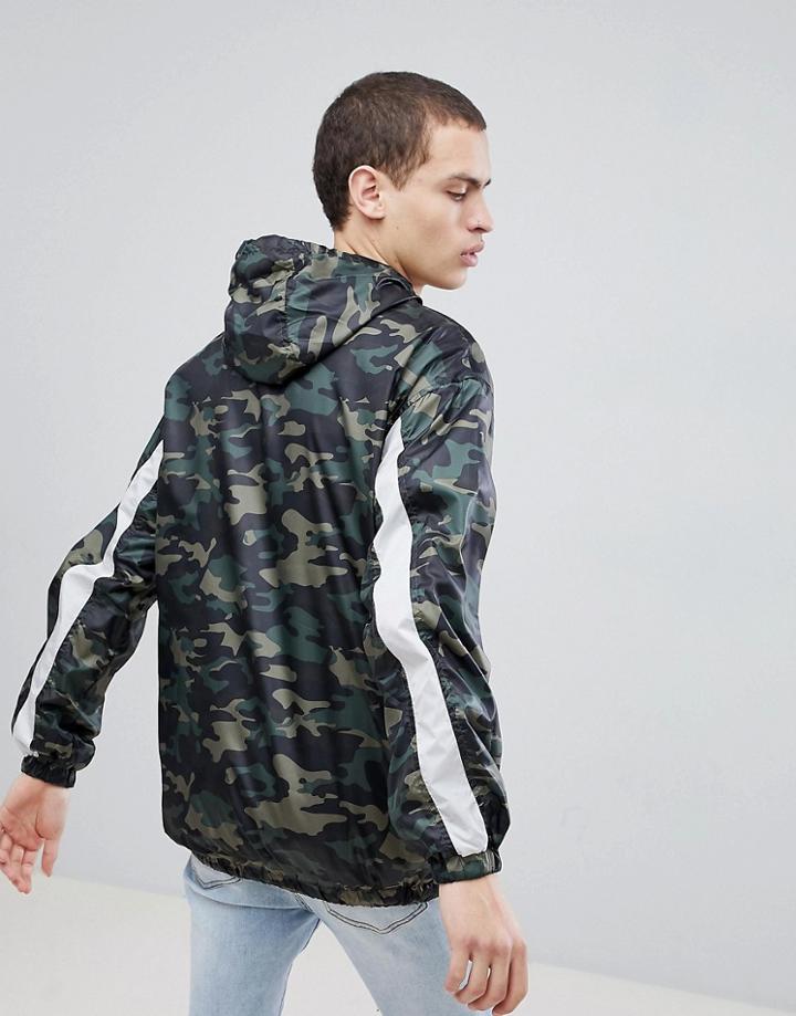 Sixth June Hooded Windbreaker In Camo - Green