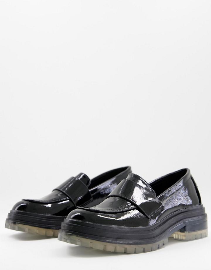 Schuh Lotus Chunky Loafers With Clear Soles In Black