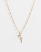 Asos Design Necklace With Wire Rose Pendant In Gold - Gold