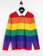 Gant Pride Capsule Rainbow Color Block Stripe Rugby Polo In Multi