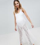 Asos Design Maternity Beach Lace Maxi Dress - White