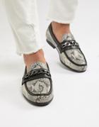 Asos Edition Loafers In Snake Print With Snaffle - Multi