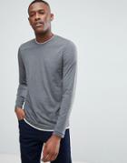 Esprit Long Sleeve T-shirt With Double Layer Neck - Gray