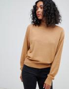 Asos Design Eco Sweater In Loose Fit With Turtleneck - Stone
