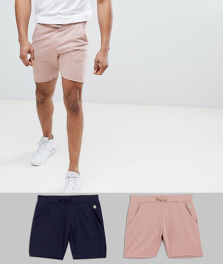 Le Breve Raw Edge Sweat Short - Navy