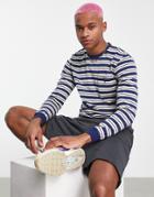 Gramicci Striped One Point Long Sleeve Top In Blue/white-brown
