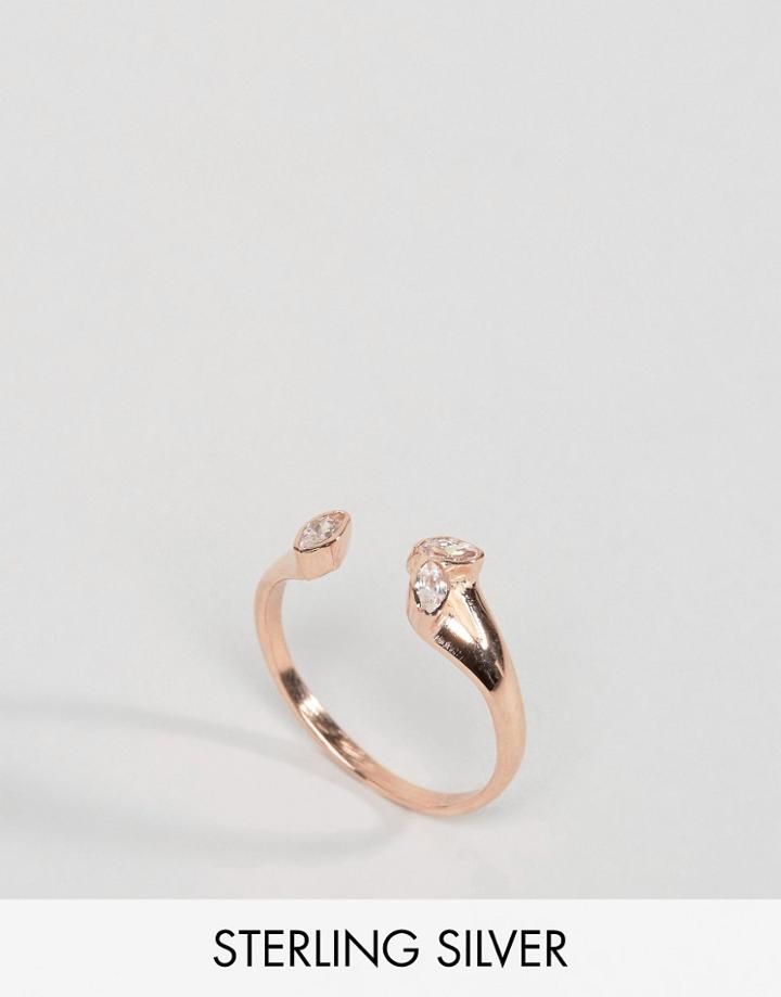 Asos Rose Gold Plated Sterling Silver Open Stone Ring - Copper