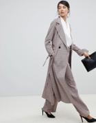 Closet London Trench Coat With Tie Sleeve In Check - Multi