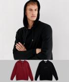 Asos Design Hoodie 2 Pack Black/burgundy Save - Multi