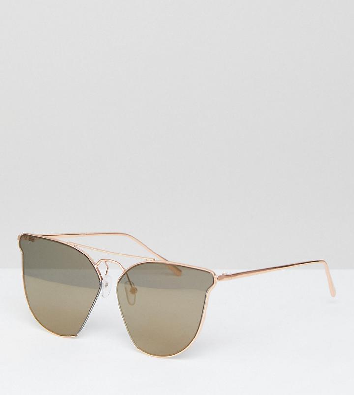 Asos Cut Away Retro Sunglasses With Double High Bar - Gold