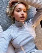 Threadbare Harriet Ribbed Roll Neck Sweater-grey