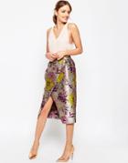 Asos Premium Jacquard Wrap Skirt - Bright Floral