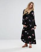 Rollas Floral Maxi Dress - Black