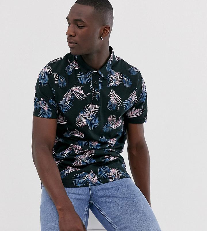 Jacamo Polo With Floral Print In Navy