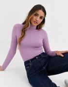 Miss Selfridge Sweater With Roll Neck In Lilac-purple