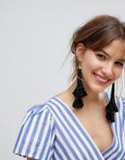 New Look Multi Bead Tassel Earrings - Blue