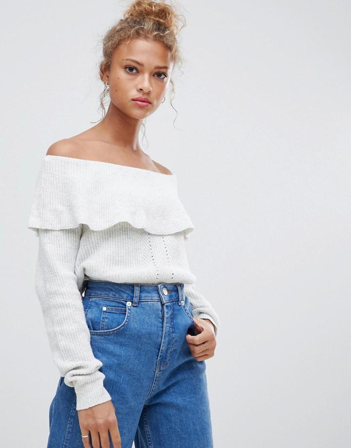 Blend She Damon Off Shoulder Knit Sweater - Cream