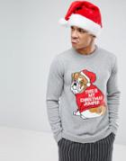 Pull & Bear Holidays Bull Dog Sweater In Gray - Gray