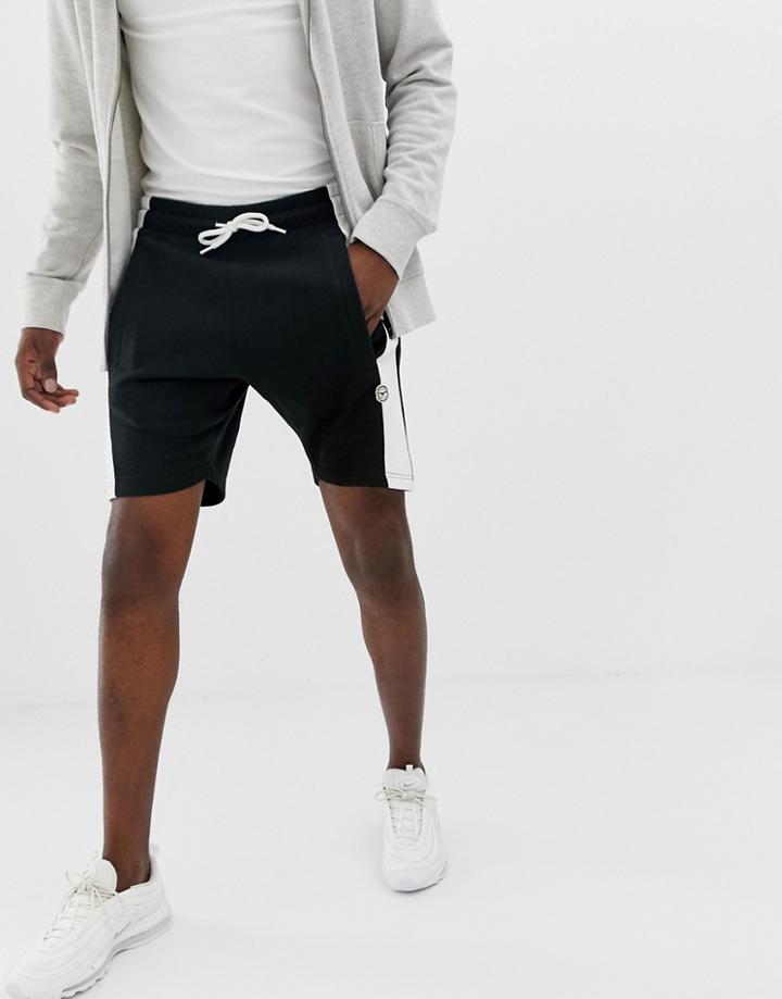 Le Breve Stencil Stripe Shorts - Black