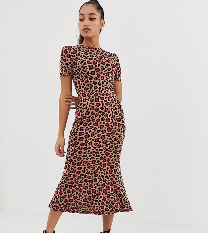 Asos Design Petite City Maxi Tea Dress In Animal Print - Multi