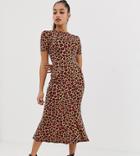 Asos Design Petite City Maxi Tea Dress In Animal Print - Multi