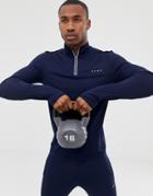 Asos 4505 Muscle Training Sweat With Half Zip And Quick Dry - Navy