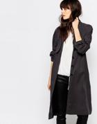 Just Female Trust Soft Trench Coat - Anthracite