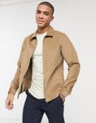 River Island Cord Overshirt In Ecru-stone