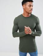 Asos Super Longline Muscle Long Sleeve T-shirt - Green