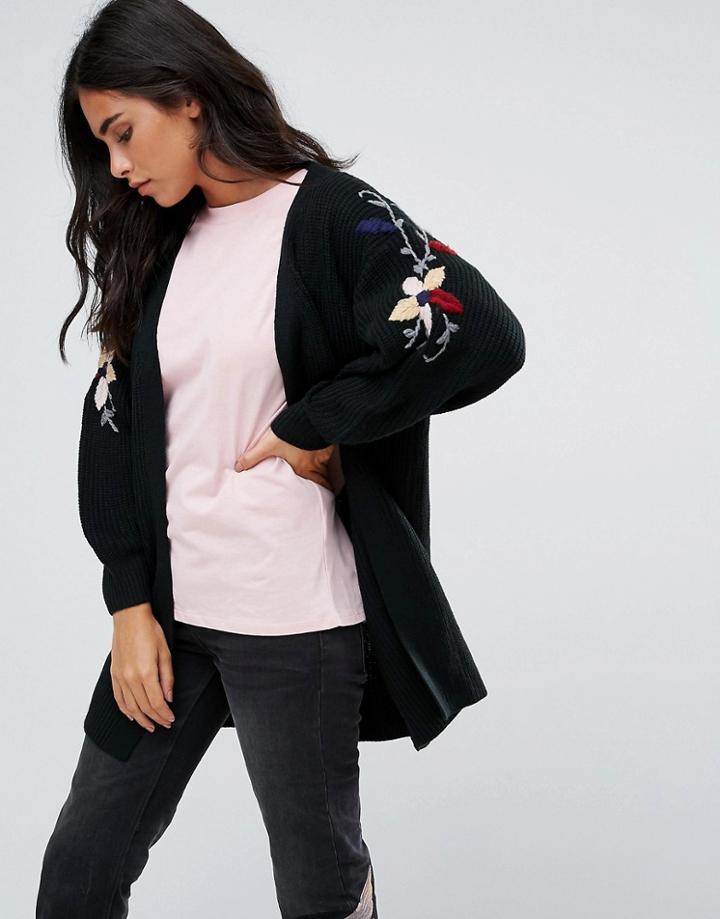 Amy Lynn Cardigan With Embellished Detail - Black