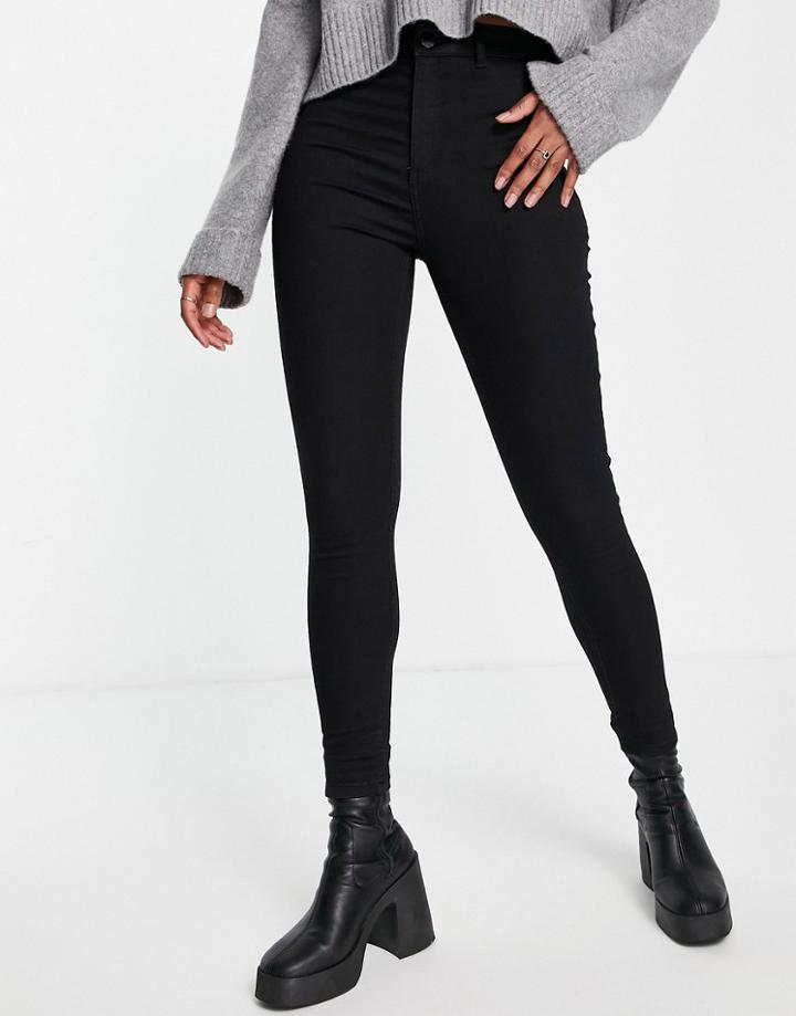 Miss Selfridge Steffi Super High Waist Skinny Jeans In Black