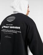 Asos Design Oversized Hoodie With Side Splits And Back Print In Black