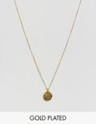 Ottoman Large Circle Hammered Pendant Necklace - Gold