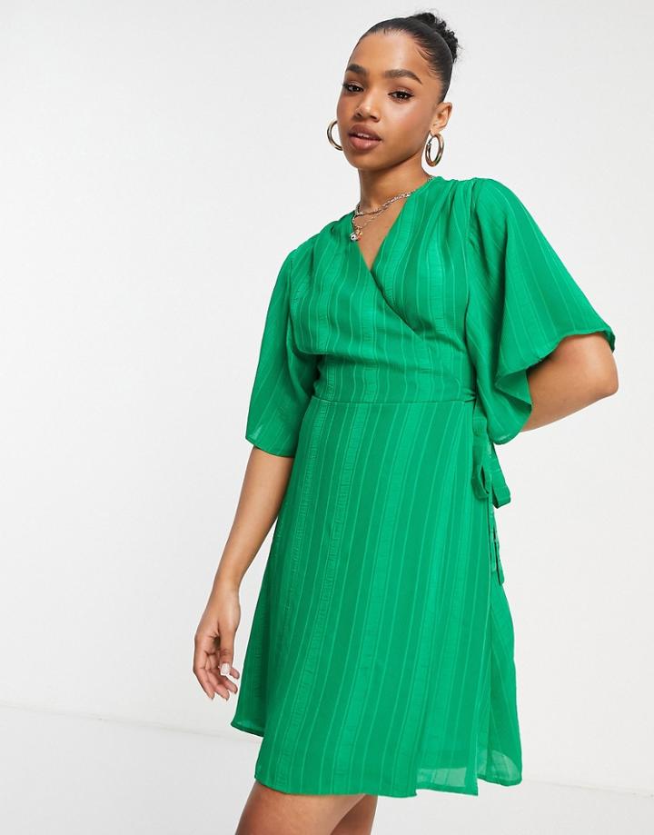 Liquorish Wrap Mini Dress In Green