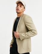 Asos Design Summer Wedding Range Super Skinny Suit Jacket In Camel-neutral