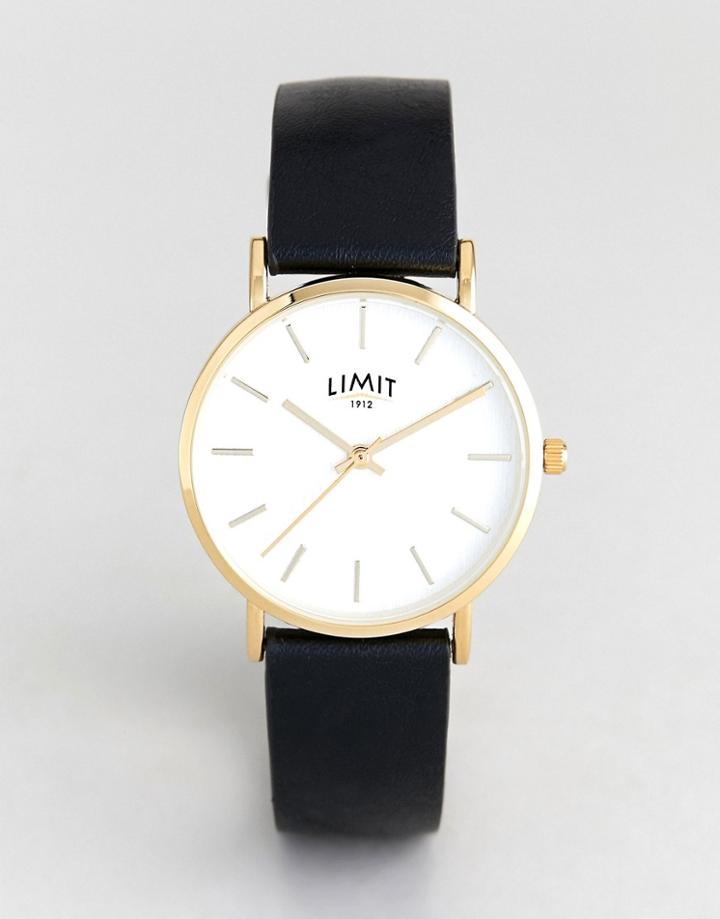 Limit Black Faux Leather Watch With Bark Effect Exclusive To Asos - Black