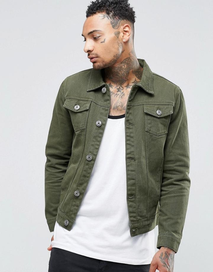 Liquor & Poker Khaki Denim Jacket - Green