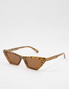 Skinnydip Angled Cat Eye Sunglasses In Tortoise Shell-brown