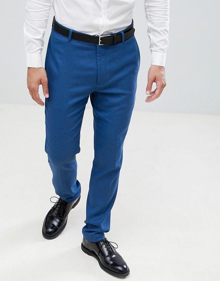 Asos Design Wedding Skinny Suit Trousers In Blue Micro Texture - Blue