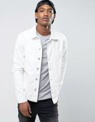 New Look Denim Worker Jacket With Pockets In White - White
