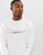 Asos Design Sweatshirt With Original Brooklyn Text Print - White