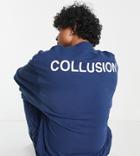 Collusion Oversized Logo Sweatshirt In Dark Blue