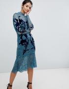 Hope & Ivy Floral Applique Dress - Blue