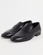 Topman Black Real Leather Corden Loafers-gray