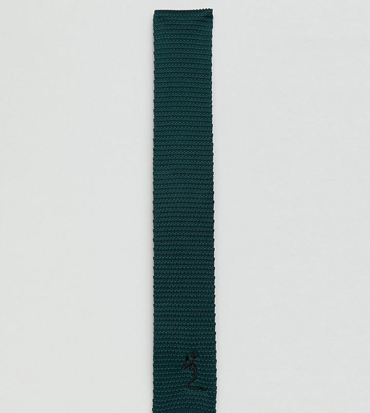 Religion Skinny Knitted Tie In Green - Green