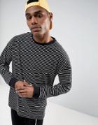 Asos Oversized Stripe Long Sleeve T-shirt - Black