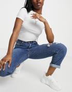New Look Ripped Straight Leg Jeans In Blue-blues
