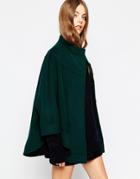 Helene Berman Green Concealed Front Cape - Aw15dg506car