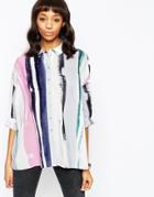 Asos Blouse In Pastel Stripe - Multi